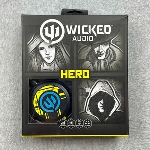 NEW Wicked Audio Hero Headphones Black Yellow Blue WI-8310 Wired Bass Folding